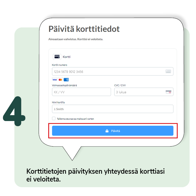 Täytä kentät ja Päivitä